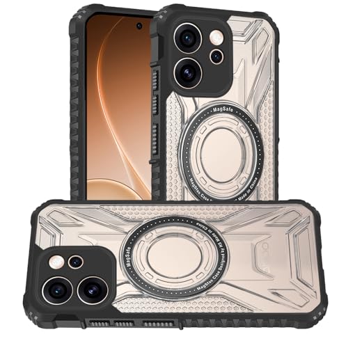 Image of AESTMO Hybrid Shockproof Back Cover Case for Oppo Reno 15 Pro 5G Compatible with MagSafe | Hard Back Case Cover for Oppo Reno 15 Pro 5G (PC & TPU, Translucent Back, Black Sides)