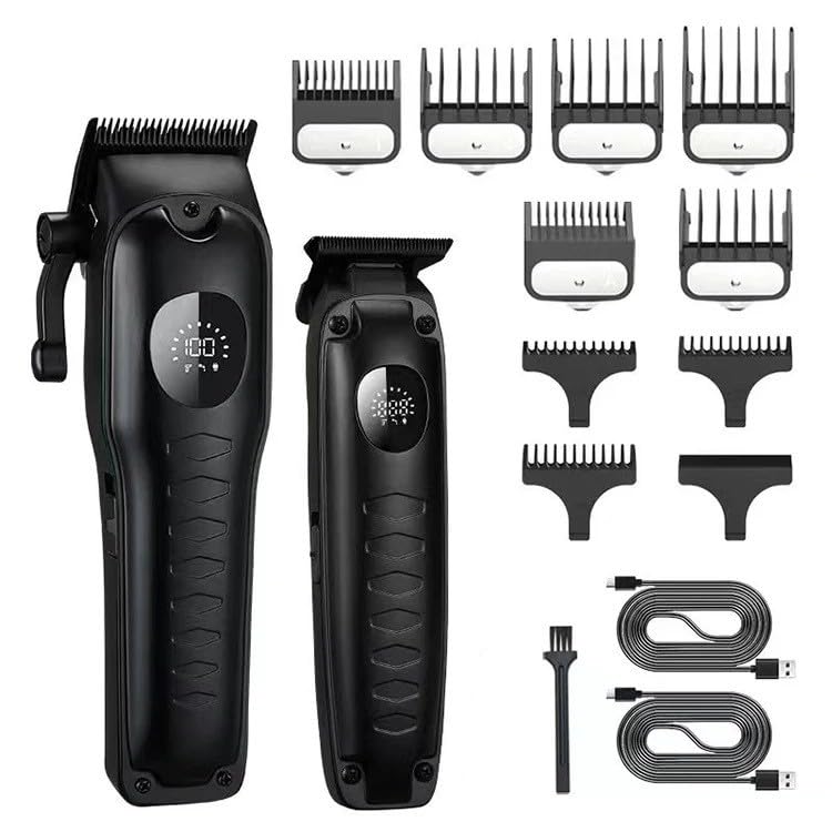 Cortapelos profesional para hombres, kit de recortadora de pelo ajustable con 10 peines y pantalla LCD, máquinas de peluquería inalámbricas, regalos