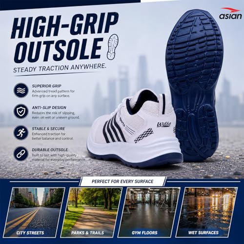 Image of ASIAN Wonder-21 Men's Running Shoes | Lace-Up Shoes with Lightweight Mesh Upper | Cushioned Comfort & Durable Grip for Daily Use