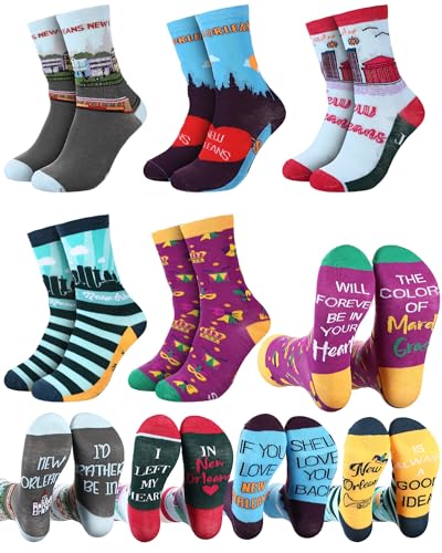 Geyoga 5 Pairs New Orleans Socks New Orleans Souvenirs Gifts Novelty City Travel Socks Souvenirs Gifts for Women Men Christmas