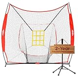 Zupapa Baseball net, 7X7 Feet Portable Baseball Softball Practice Net Set with Upgraded Strike Zone, Travel Tee for Hitting Pitching Batting Catching（Black）