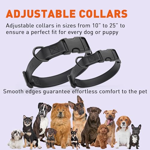 Image of Dogline Biothane Waterproof Dog Collar with Quick Release Buckle Strong Coated Nylon Webbing with Odor- Proof for Easy Care Easy to Clean Fits Small Medium Large Dogs, Black 5 /8 inch W 9-14 inch L