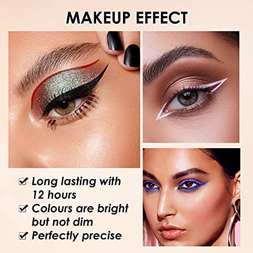 16 Color Matte Liquid Eyeliner Set,Glitter Gold Silver Eye Liners Waterproof High Pigmented Long Lasting Eyeliner Pencil Eye Makeup Kit #TOP3