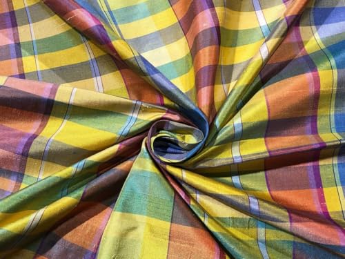 Tissu écossais soie Dupioni multicolore 137 cm au coupon de 4m