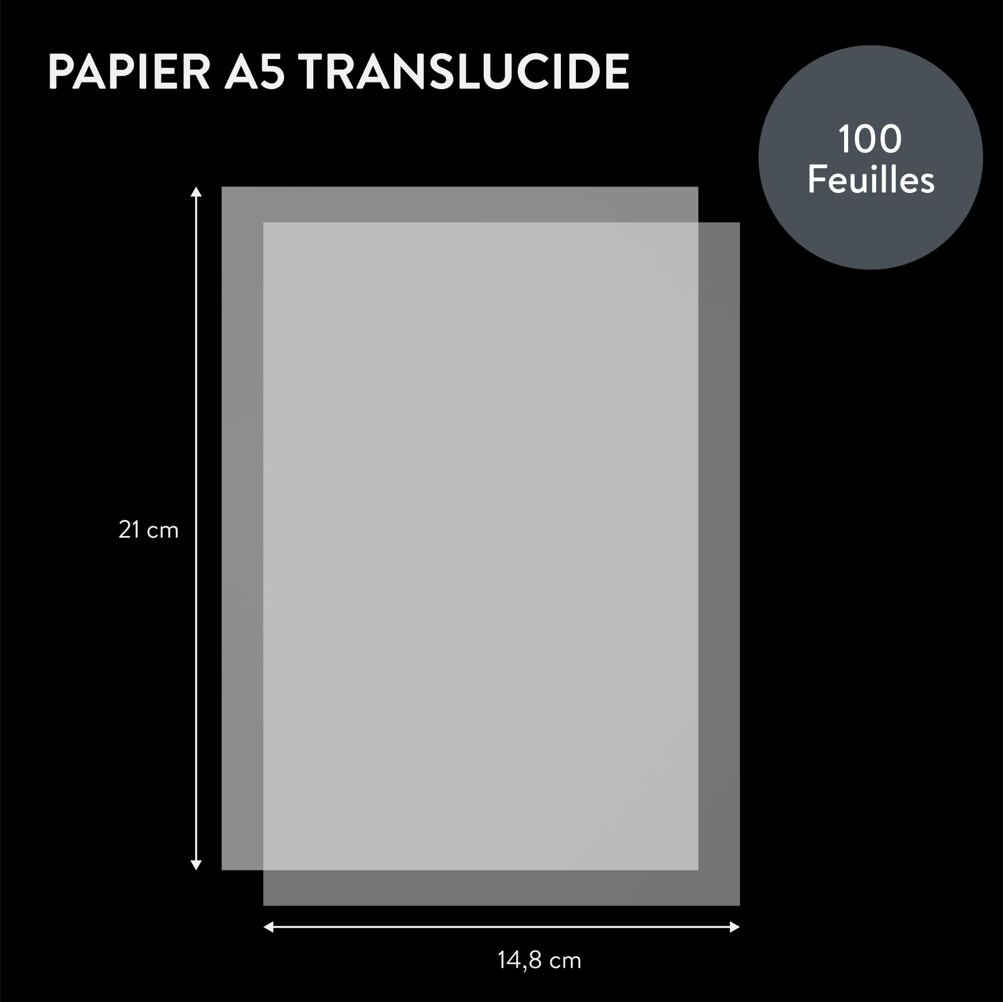 WINTEX Papier Transparent Imprimable - Lot 100x Feuille Calque A5 pour Patron Couture Dessin Architecture - Papier Calque Imprimable Impression Jet d'Encre - Feuilles Transparente Imprimante