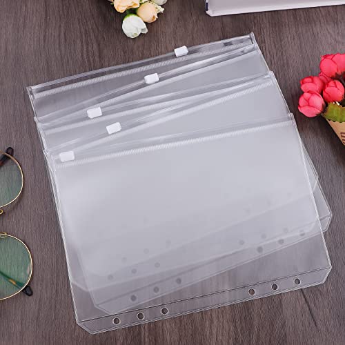 Antner 12Pcs A5 Binder Pockets 6 Holes Budget Cash Envelopes For Budgeting, Clear Zipper Folders Planner Inserts Loose Leaf Bags For A5 Budget Planner Binder, Waterproof Pvc Document Pouch Filing Bags #TOP6