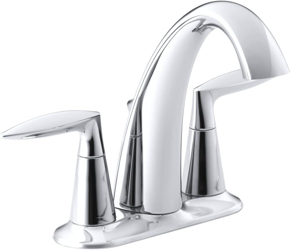KOHLER 45100-4-CP Alteo Centerset 4 inch Bathroom Faucet with Pop-Up Drain Assembly, 2-Handle Bathroom Sink Faucet, 1.2 gpm, Polished Chrome
