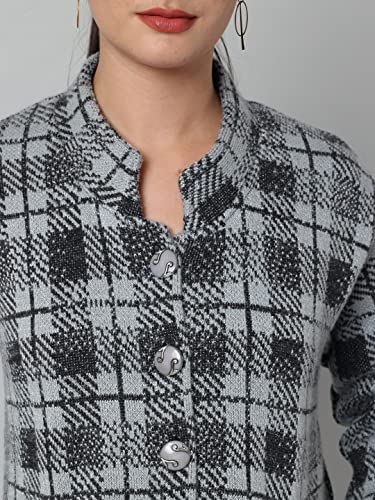 Image of eWools Women's Wool Blend Banded Collar Cardigan Sweaters