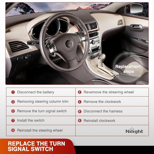 Image of Nilight Turn Signal Switch Compatible with 2004-2012 Chevy Malibu | Fit 2005 2006 2007 2008 2009 2010 2011 Pontiac G6 2007 2008 2009 Saturn Aura Windshield Wiper Switches