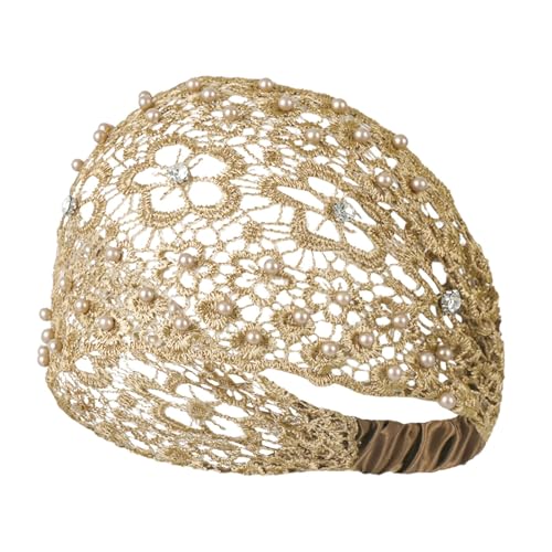 Elegante diadema ancha de encaje calado con para peinado moderno y sofisticado ideal ocasiones casuales (Khaki, One Size)