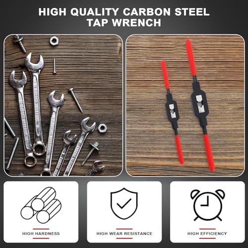 Image of WILLBOND 2 Pcs Adjustable Tap Wrench M1-M10 Ratcheting Tap Handle Tool for Reamer for Automotive Thread Repair, Pre-oiled for Protection (1 /8 inch-3 /8 inch,1 /16 inch-1 /4 inch)