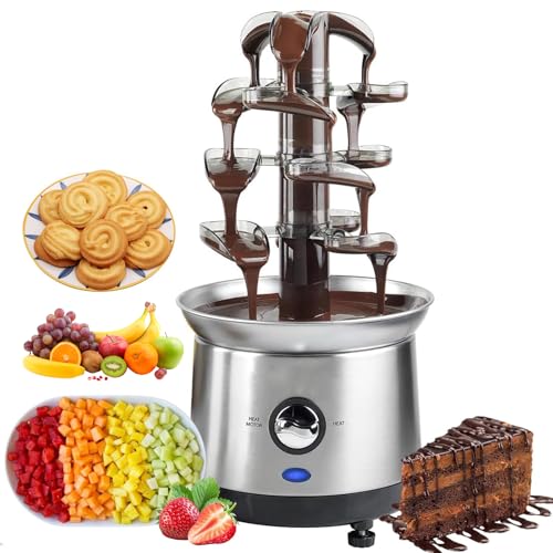 Fondue eléctrica de acero inoxidable de 170 W para chocolate, queso nacho y salsas, diseño de 4 niveles para fiestas y celebraciones
