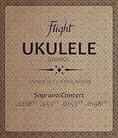 Japanese Fluorocarbon Strings Clear color Result in a clean, crisp, clear, and bell-like tone quality Soprano/Concert Ukes: .0218(G); .033(C); .0253(E); .0198(A)