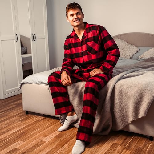 NORTY Flannel Pajamas for Men - Soft and Durable Cotton/Poly Blend - Long-Sleeve Shirt and Pants Pajama Set - Men's Sleepwear2
