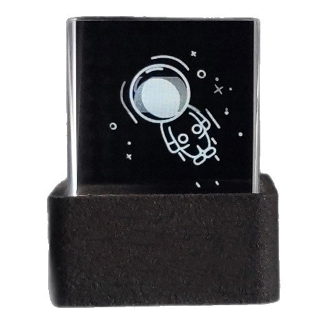 Vjsujehgy Desktop Digital Clock with GIF Animations Album Crystal Cube Photo Display Holographic Weather Station Black