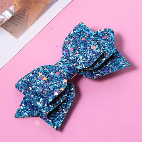 Pinzas para cabello de glitter azul 4 pulgadas 2 piezas miniatura 6