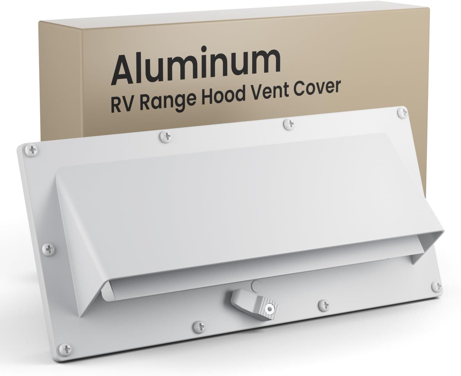 Aluminum RV Stove Vent Hood Cover for Adjustable Range Exhaust Depth, Includes Butyl Tape, Exterior Kitchen Replacement Camper Accessories for Travel Trailers and Motorhomes- White