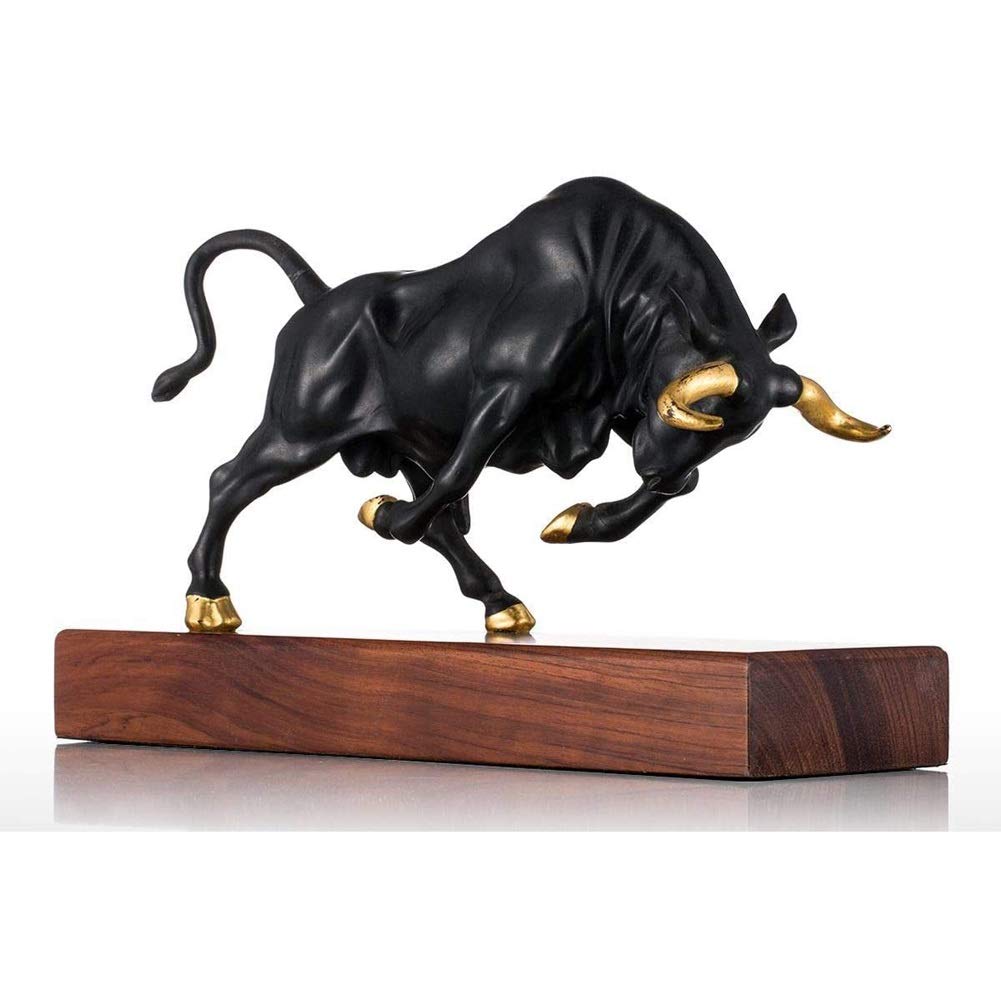OYhmcOrnaments Statue Feng Shui Figurine Europe Vigorous Bull Bronze Figurine Momentum Strength Bull Craft Gift Home Decoration Accessories 32X10x20cm Decor