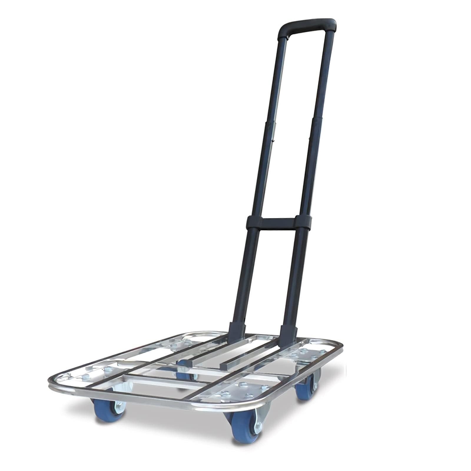 wheelbarrow, Trolley Flatbed Cart Folding Hand Truck Stainless Steel Tube Platform(60 * 40-4in wheels)