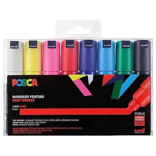 Uniball Posca - Paquete de 8 rotuladores de trazo grueso