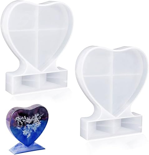 TuNan - 2 moldes de resina para marco de fotos de corazón, moldes de silicona para fundición de resina epoxi, decoración del hogar, manualidades,