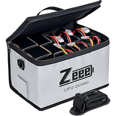 Zeee Lipo Safe Bag Battery Fireproof Bag Large Capacity Storage Guard Battery Safe Pouch for Storage Charging - 10 Cell Adjustable Battery Safe Bag(10.6x6.7x6.7in) Cover