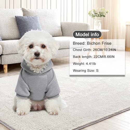 Image of 2 Pack Dog Hoodie Warm Hood Dog Sweater Cold Weather Small Dogs Sweatshirt Comfort Pet Clothes for Small Medium Dogs with Pockets (Grey, XS (Back: 7.5 inch, Chest: 12.6 inch))