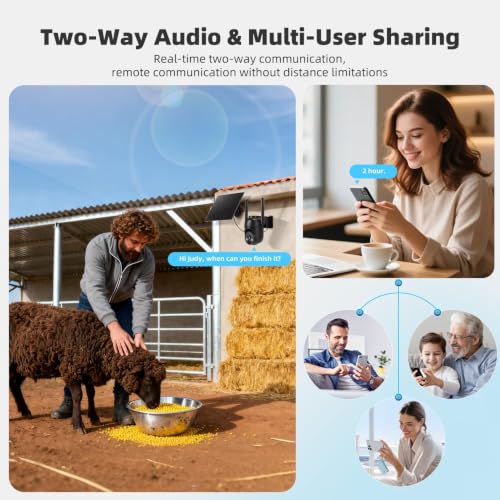 Image of 4G LTE Cellular Security Camera 2 Pack, Built-in SIM Card, Solar Powered | No WiFi Needed, 2K Color Night Vision, 360 View, for Jobsite & Off-Grid Areas, Motion Detection, 2-Way Audio, Easy Setup