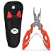 Freehawk Multi Function Stainless Steel Fishing Pliers Curved Nose Scissors Braid Cutters Hook Removers Fishing Line Cutters with Nylon Sheath in Orange