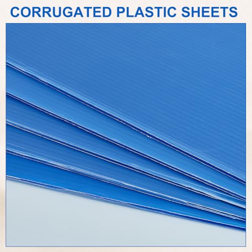 Image of AHANDMAKER 5 Pcs Blue Corrugated Plastic Sheets, 7.8x11.8 Inch, 3mm Thick Blank Yard Signs for DIY Crafts, Indoor and Outdoor Party Decor