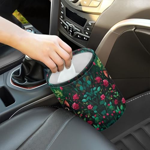 Image of Hippie Butterfly Garbage Can Mini Trash Bin Organizer Storage Bag Waterproof Portable Men Accessory Car Decor