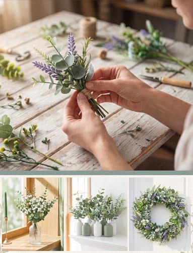 Guirnaldas de flores artificiales con hojas verdes para decorar bodas y ramos de bebé en casa 8