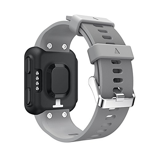for Garmin Forerunner 35 Watch Band, Soft Silicone Replacement Sport Wristband Silicagel Watch Band Strap (Gray)