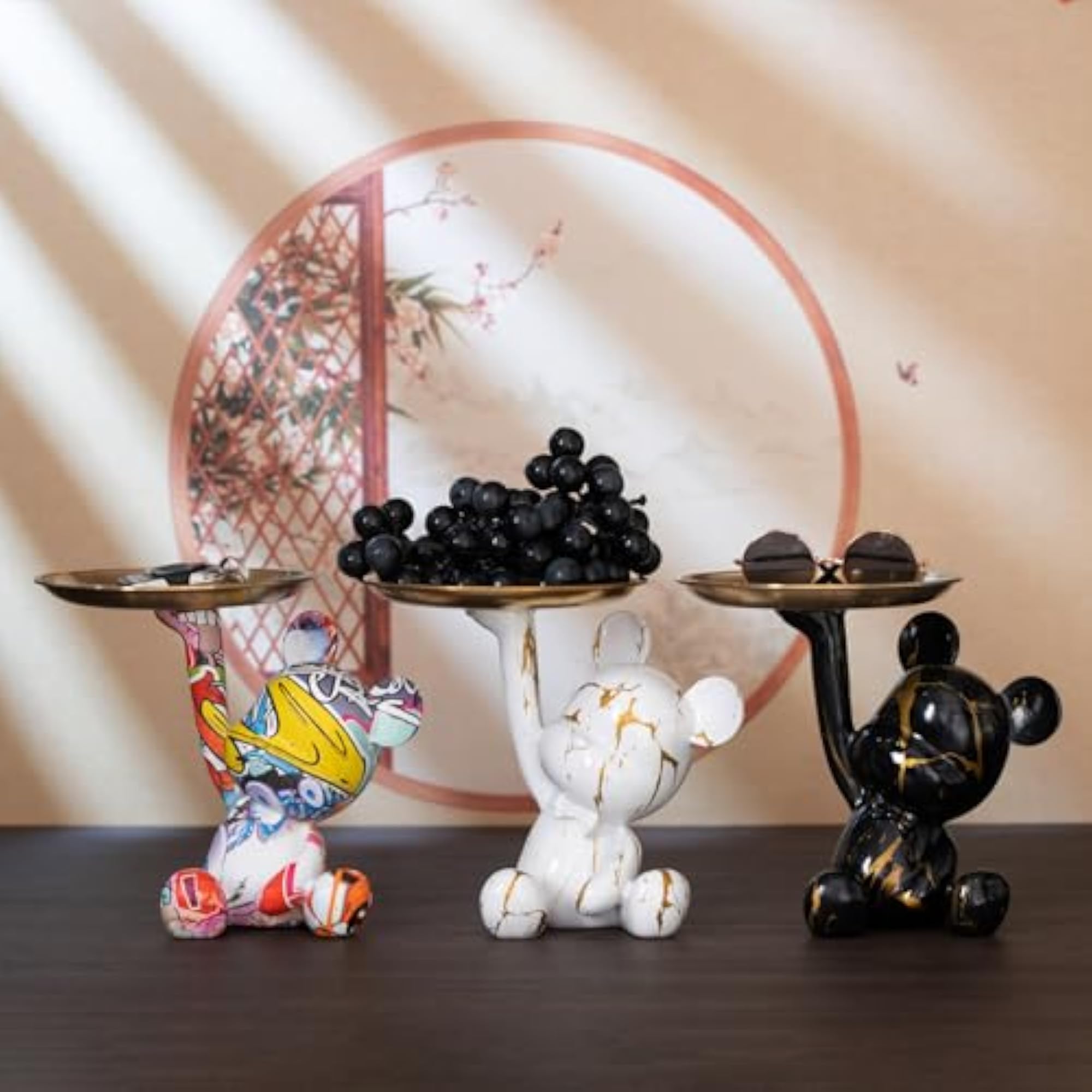Animal Bear Statue Key Holder Storage Tray Decor