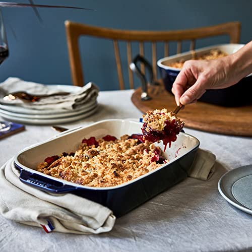 Image of Staub Ceramic 3-pc Rectangular Baking Dish Set - Dark Blue | Oven-to-Table for Lasagnas, Roasts & Apple Crisp. Dishwasher Safe Includes Baking Dish 7.5 x 6 inch, 10.5 x 7.5 inch & 13 x 9 inch