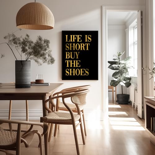 Image of Poster Master Life is Short Buy The Shoes Poster - Fashion Print - Positive Quote Art - Trendy Art - Gift for Women & Fashionista - Funny Wall Decor for Bedroom or Girls Room - 11x14 UNFRAMED Wall Art