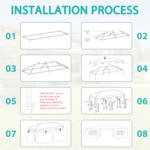 Image of 10' x 30' White Canopy Tent with 5 Removable Sidewalls, Outdoor Patio Gazebo with Transparent Windows, Shade Shelter Tents Ideal for Birthdays, Events, Parties, Weddings, Gatherings, BBQ