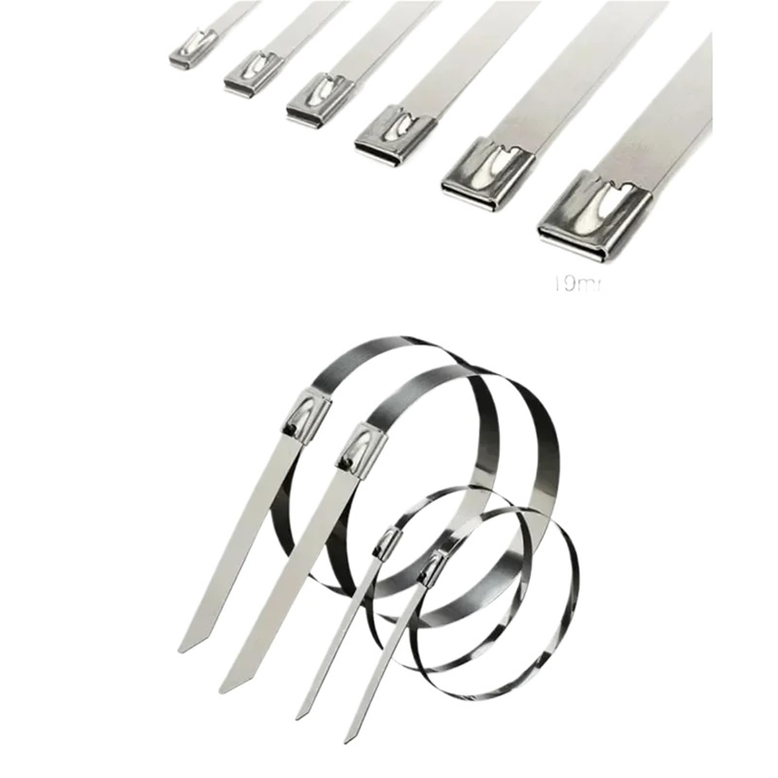 Metal Cable Ties 100pcs Stainless Steel Cable Ties Multi-Purpose Self-Locking Metal Zip 4.6/7.9/10/12mm Long Size(4.6mm,200mm(7.87inch))