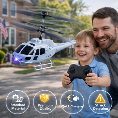 Image of KIDZYMON RC Helicopter with Hand Gravity Sensor, Flying Remote Control Helicopter Toy, Rechargeable, 3D Light & Safety Sensor for Kids Age 4+ Years, Pack of 1, Military Black Remote
