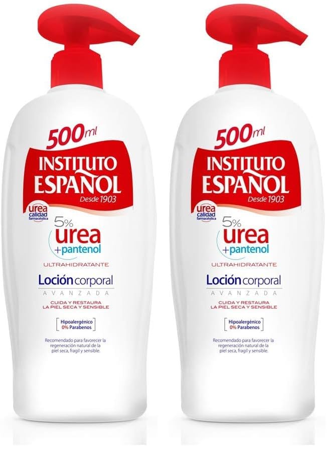 Loción Hidratante Urea + Pantenol - Instituto Español - Dosificador 500ML (Paquete de 2)