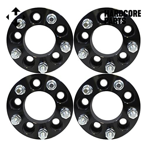 4Pc Wheel Spacers Adapters Black 1.25" 5X4.25 (5X108) To 5X4.5 (5X114.3) With 12X1.5 Studs + 20 Qty Chrome Spline Lug Nuts - Fits Ford Taurus Thunderbird Jaguar Lincoln Continental #TOP6