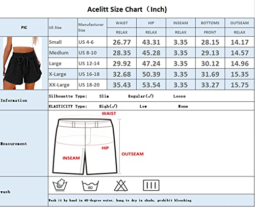 Acelitt Women's Ladies Summer Casual Loose Comfy Soft Drawstring Elastic Waist Sweat Shorts Solid Gray Medium #TOP4