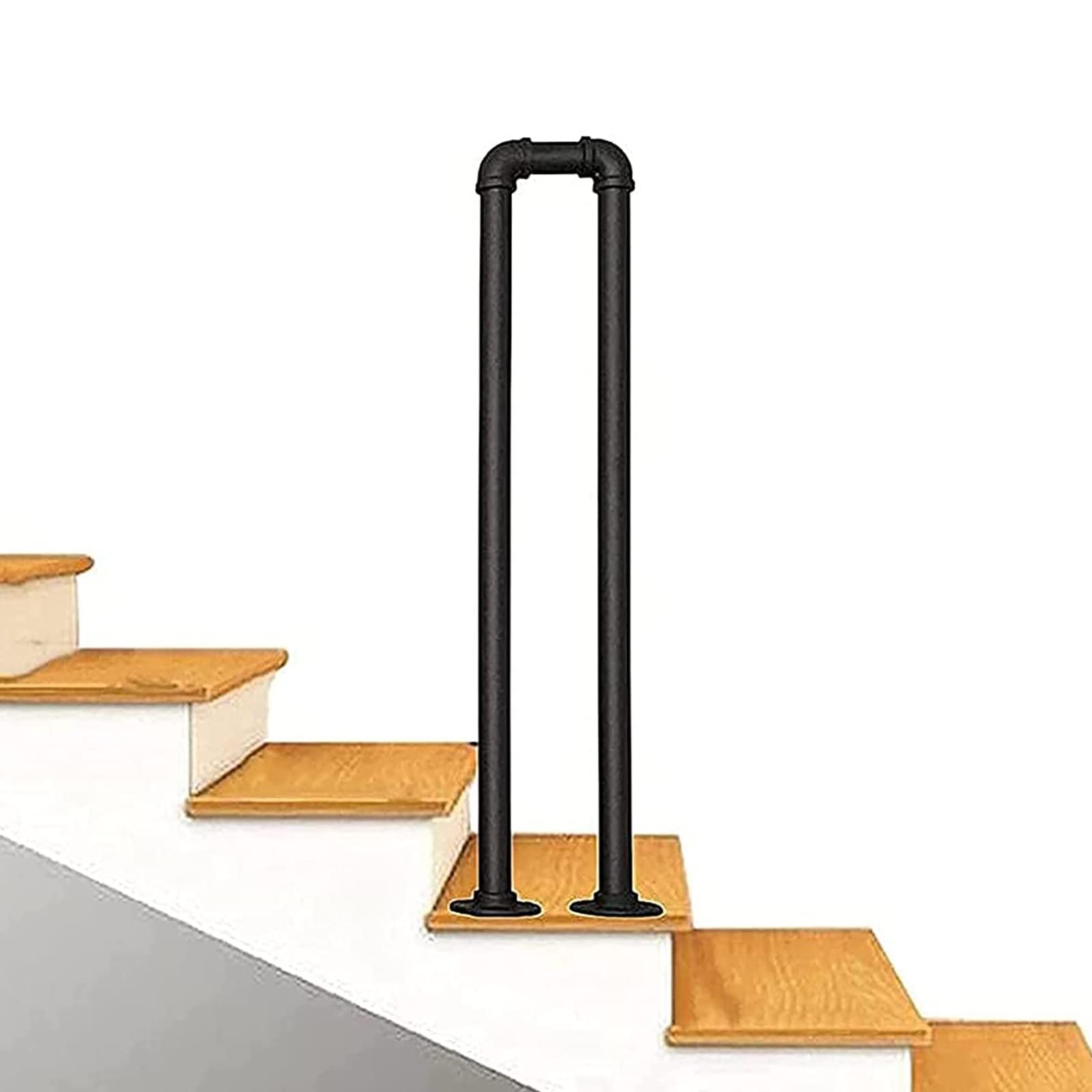 Main courante en fer robuste style industriel pour escalier de pont