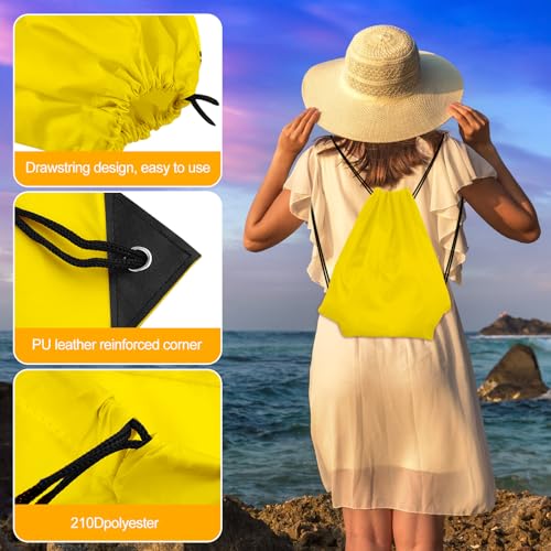 Image of KUUQA 25Pcs Yellow Drawstring Bags - String Backpacks for Gym, Sport, Traveling