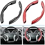 2 Sets Steering Wheel Cover Car Carbon Fiber Steering Wheel Cover for Women and Men Safe and Non Slip Car Accessory, Car Wheel Cover Universal Fit for Most Car Wheel Protector(Black and Red)