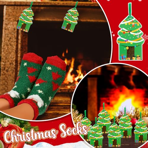 Image of Twistover 6 Pairs Christmas Fuzzy Socks Holiday Slipper Xmas Bed Socks with Gift Box for Holiday Adult Xmas Gifts