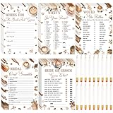 Teling 145 Pieces Bridal Shower Game Bridal Shower Favors Set Wedding Games Cards and Pencils for Bride Groom Bachelorette Party Wedding Party Favor (Love is Brewing Style)