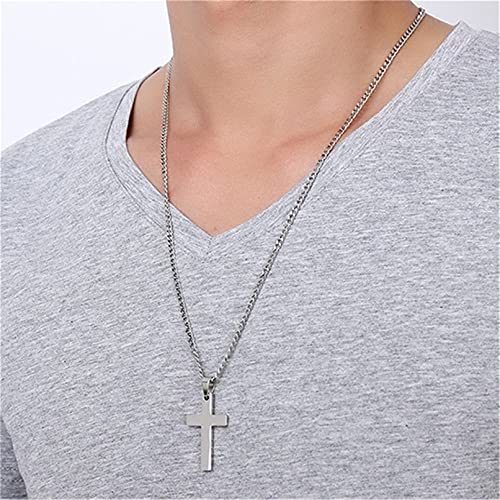 Sevenfly Cross Necklace For Men Stainless Steel Large Mens Cross Crucifix Pendant Necklace Chain Jewelry For Men Boys,Silver #TOP1