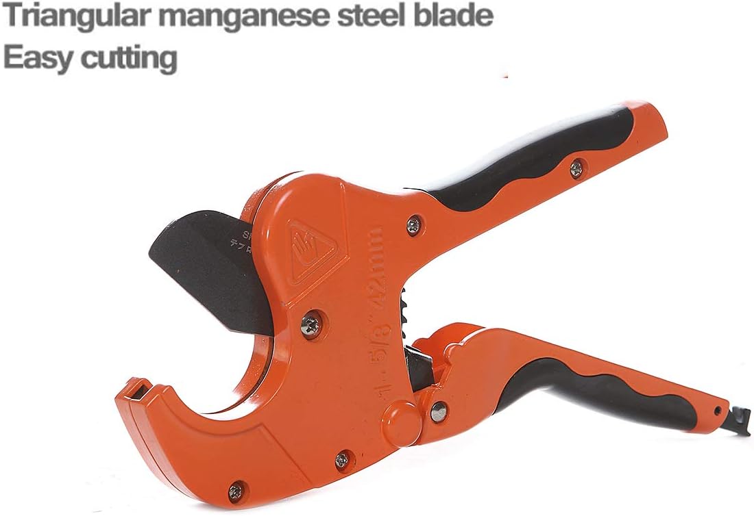 Zantlea Pipe and Tube Cutter, Ratcheting Hose Cutter One-hand Fast Pipe Cutting Tool with Ratchet Drive for Cutting Less Than 1-1/4" O.D. PEX, PVC, and PPR Pipe - - 