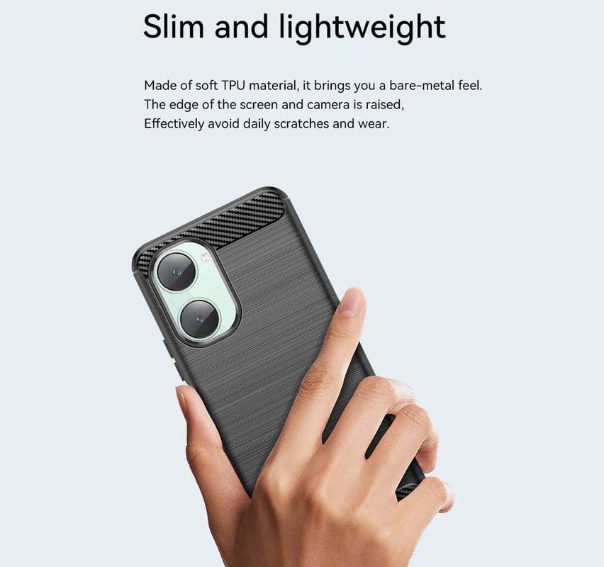 Image of Basic Case for iQOO Z9 Lite, Vivo T3 Lite 5G, Vivo Y18, Y18e, Y03, Y28s, Y37 (Carbon Fibre Black)